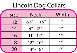 Lincoln 1" Plain Ice Cream Dog Collar Size Chart