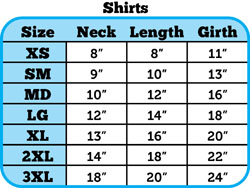 ScreenPrint Shirt Size Chart