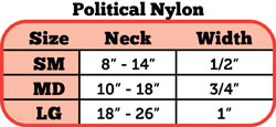 Political Nylon Collar size chart