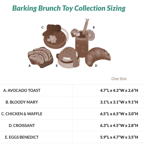 Barking Brunch Toy Collection Sizing