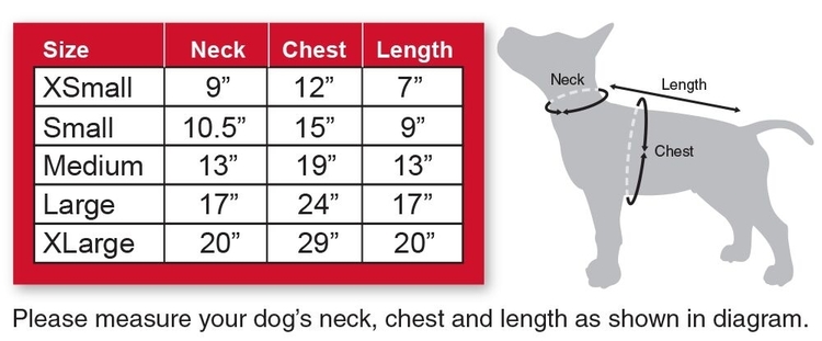 Best Pet Supply Jacket Size Chart