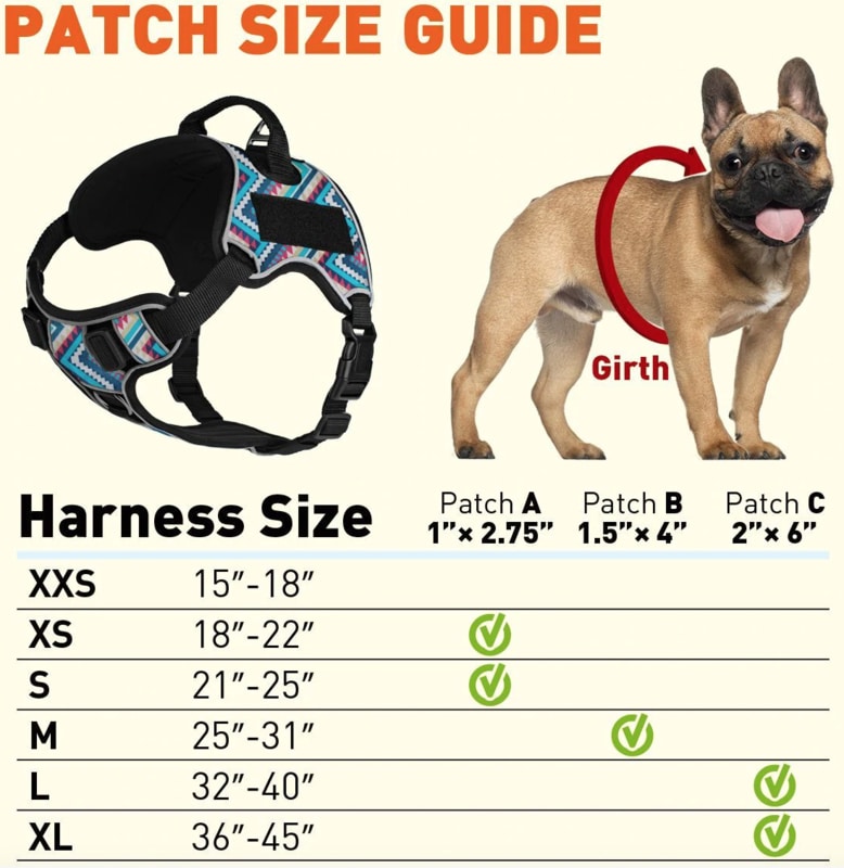 dogline-quest-harness-patch-size guide