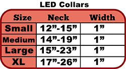 Mirage LED Collar Size Chart