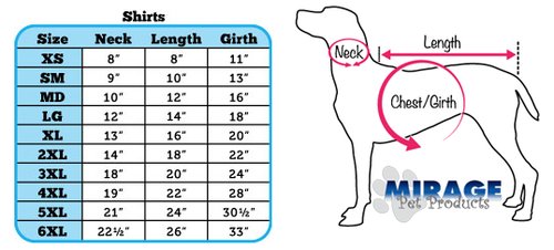 Plain Shirt Size Guide - Mirage Pet Products