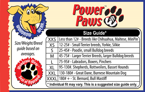 Power Paws™ Non Slip Dog Socks size chart