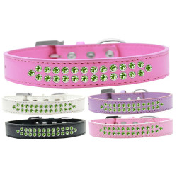 Two Row Lime Green Crystal Dog Collar | PrestigeProductsEast.com