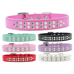 Two Row Pearl and Clear Crystal Dog Collar  | PrestigeProductsEast.com