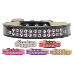 Two Row Light Pink Crystals Ice Cream Dog Collar | PrestigeProductsEast.com