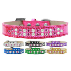 Two Row Pearl and Pink Crystals Ice Cream Dog Collar | PrestigeProductsEast.com