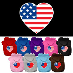 American Flag Heart Screen Print Pet Hoodies | PrestigeProductsEast.com