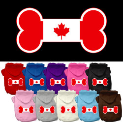 Bone Shaped Canadian Flag Screen Print Pet Hoodies | PrestigeProductsEast.com