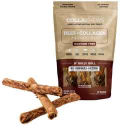 CollaChews 9" Bully & Collagen Rolls - 3 Pack Bag | PrestigeProductsEast.com