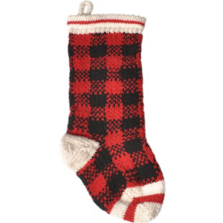 Hand Knit Wool Buffalo Plaid Christmas Stocking | PrestigeProductsEast.com