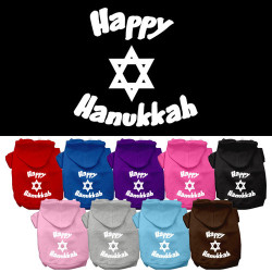 Happy Hanukkah Screen Print Pet Hoodie | PrestigeProductsEast.com