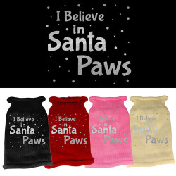 I Believe in Santa Paws Screen Print Knit Pet Sweater | PrestigeProductsEast.com