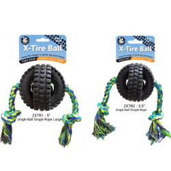 Jingle X-Tire Ball with Single Rope, Fetch 'n Toss Dog Toy | PrestigeProductsEast.com