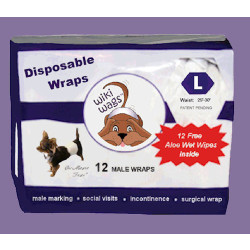 Male Dog Disposable Wraps LG 12 Pack