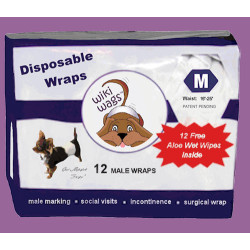 Male Dog Disposable Wraps Med 12 Pack