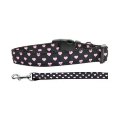 Pink and Black Dotty Hearts Nylon Ribbon Collars | PrestigeProductsEast.com