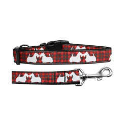 Red Plaid Scottie Pups Nylon Ribbon Collars | PrestigeProductsEast.com