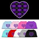 Argyle Heart Purple Screen Print Pet Shirt | PrestigeProductsEast.com