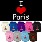 I Love Paris Screen Print Pet Hoodie | PrestigeProductsEast.com