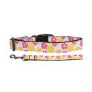 Pink and Yellow Hibiscus Flower Nylon Ribbon Collars | PrestigeProductsEast.com