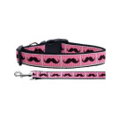 Pink Striped Moustache Nylon Ribbon Collars | PrestigeProductsEast.com