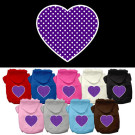 Purple Swiss Dot Heart Screen Print Pet Hoodies | PrestigeProductsEast.com