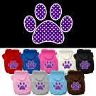 Purple Swiss Dot Paw Screen Print Pet Hoodies | PrestigeProductsEast.com