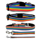 Rainbow Striped Nylon Ribbon Collars and Leads | PrestigeProductsEast.com