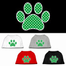 Green Swiss Dot Paw Screen Print Pet Shirt | PrestigeProductsEast.com